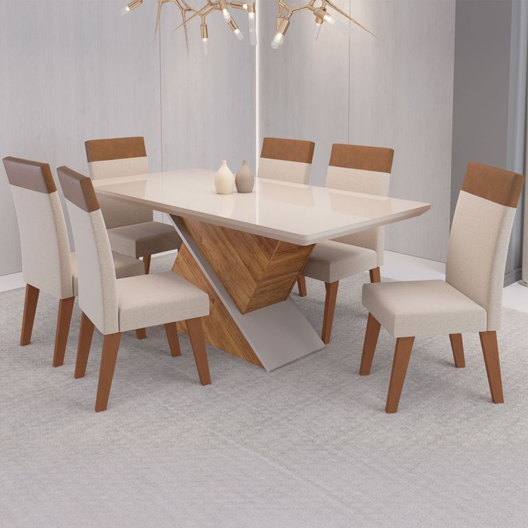 MICA Juego De Comedor 6 Sillas Elite Beige