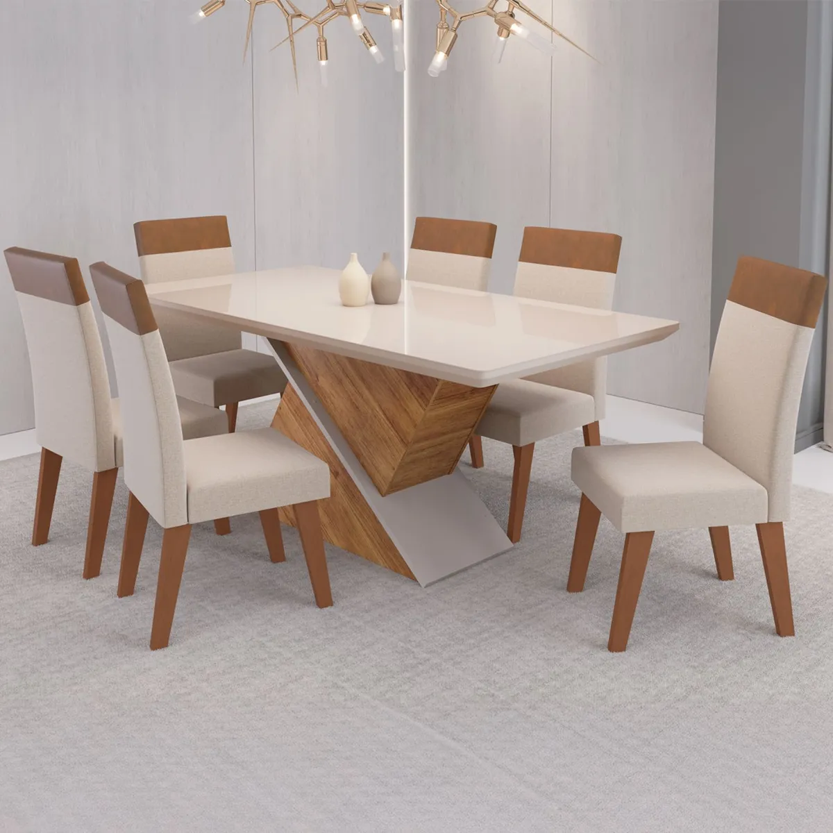 MICA - Juego De Comedor 6 Sillas Elite Beige Mica