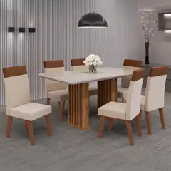 MICA - Juego De Comedor 6 Sillas Real Beige