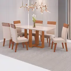 MICA - Juego De Comedor 6 Sillas Imperial Beige
