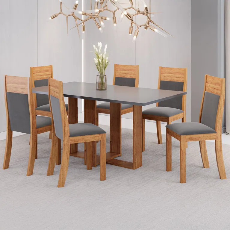 MICA Juego De Comedor 6 Sillas Toscana Gris