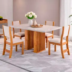MICA - Juego De Comedor 4 Sillas Heritage Beige