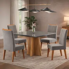 MICA - Juego De Comedor 4 Sillas Hera Gris