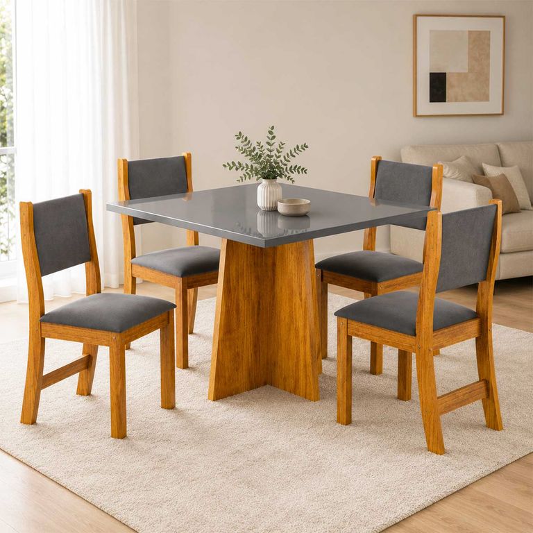 MICA Juego De Comedor 4 Sillas Legado Gris