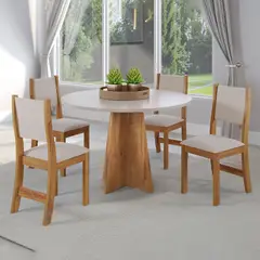 MICA - Juego De Comedor Redondo 4 Sillas Imperio