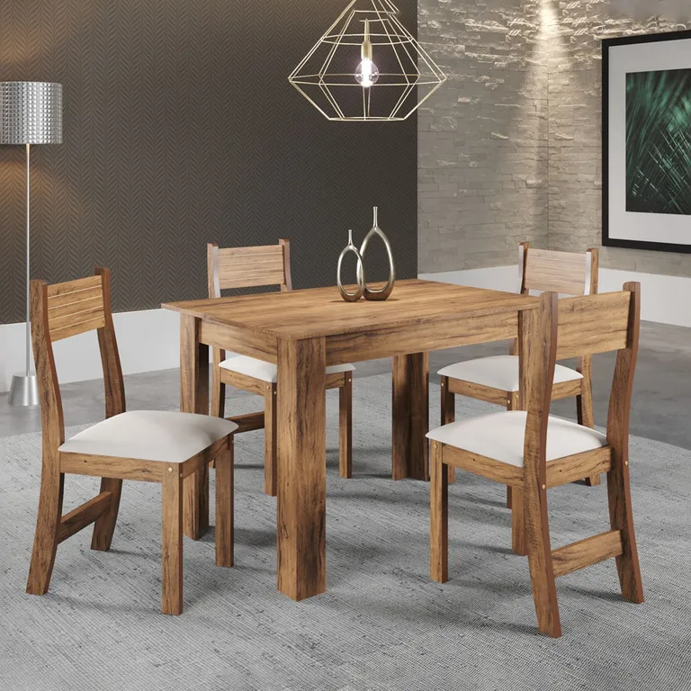 MICA Juego De Comedor 4 Sillas Destiny Beige