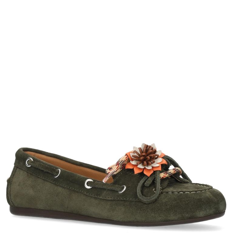 Mocasín Mujer Cuero Verde