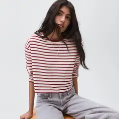 MANGO TEEN - Polera Algodón Rayas Mujer