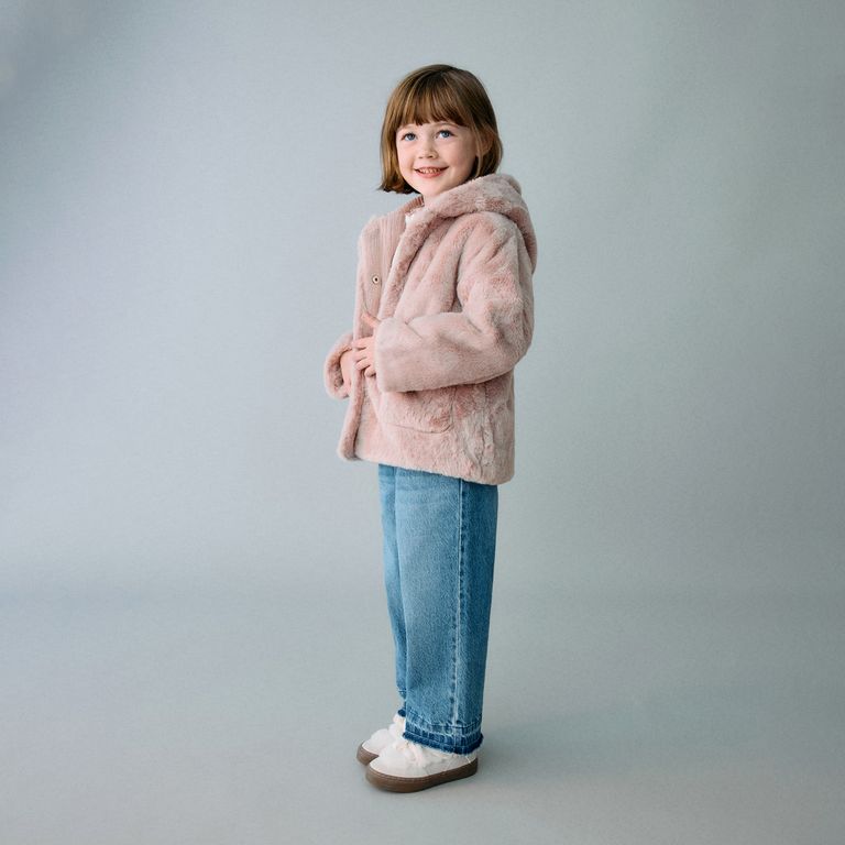 MANGO KIDS Abrigo Pelo Capucha Bebé Niña