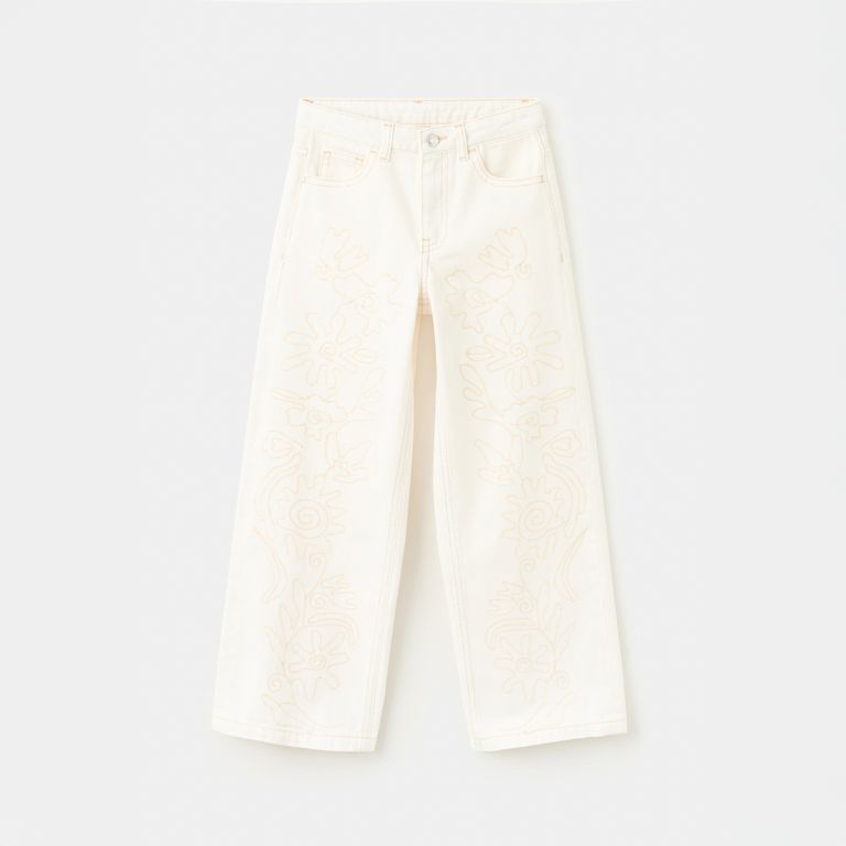 Jeans Bordado Floral Niña