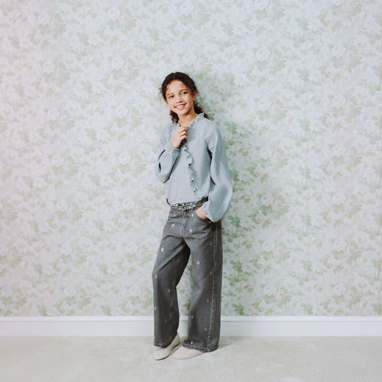 Jeans Wideleg Strass Niña