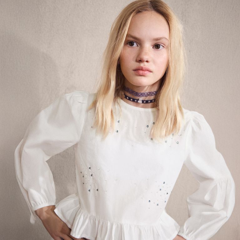 Blusa Bordado Abalorios Niña