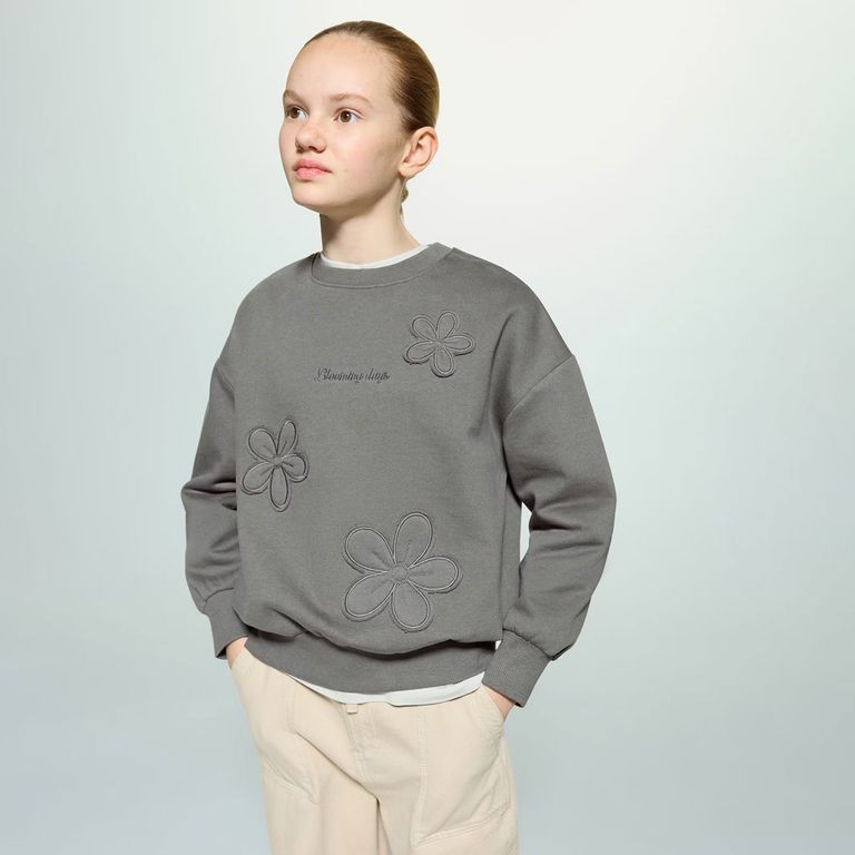 Polerón Algodón Flores Bordadas Niña