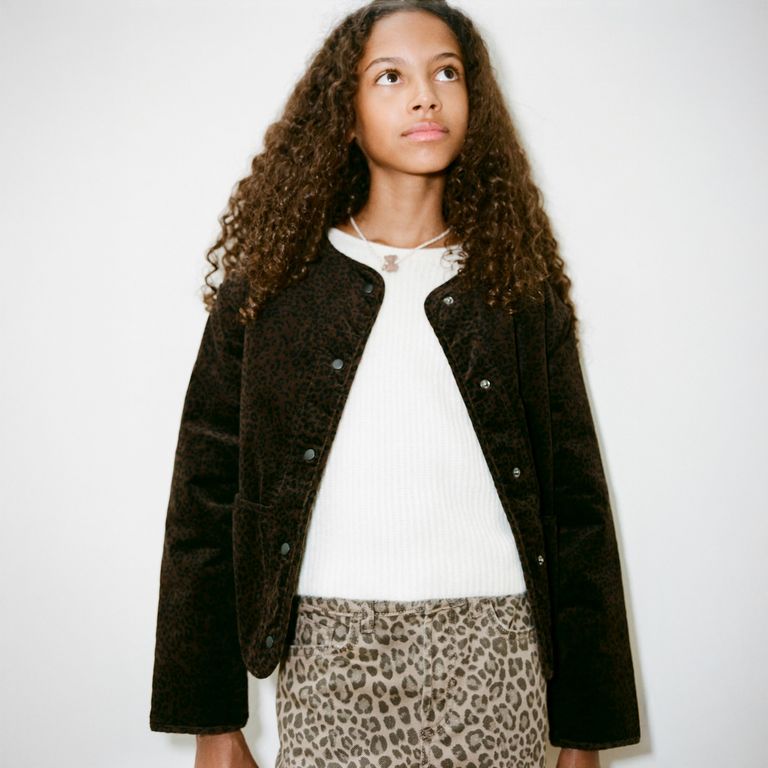MANGO KIDS Chaqueta Bomber Estampado Leopardo Niña