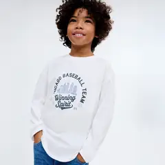 MANGO KIDS - Polera Manga Larga Estampada Niño
