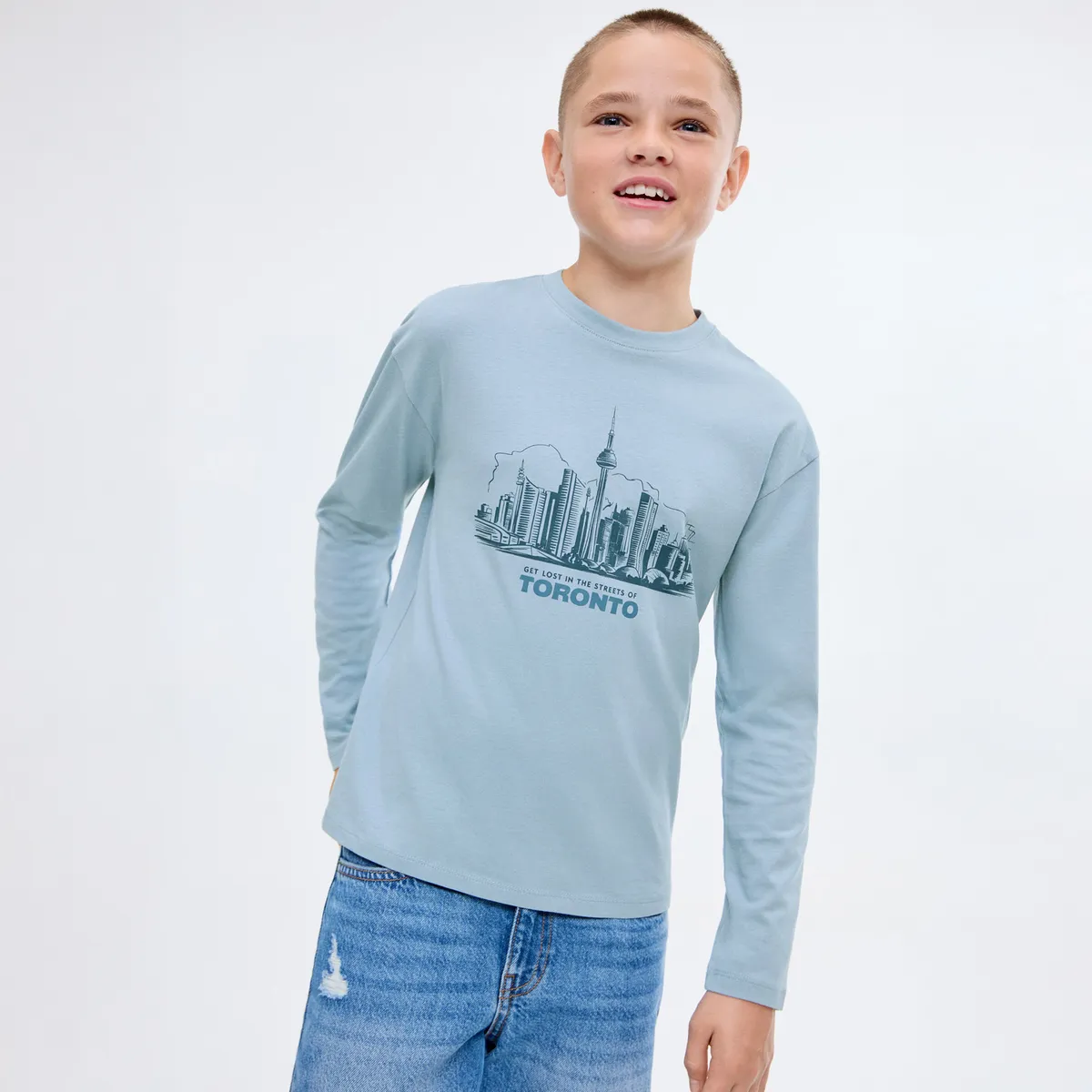 MANGO KIDS - Polera Manga Larga Estampada Niño Mango Kids
