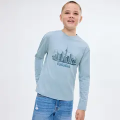 MANGO KIDS - Polera Manga Larga Estampada Niño