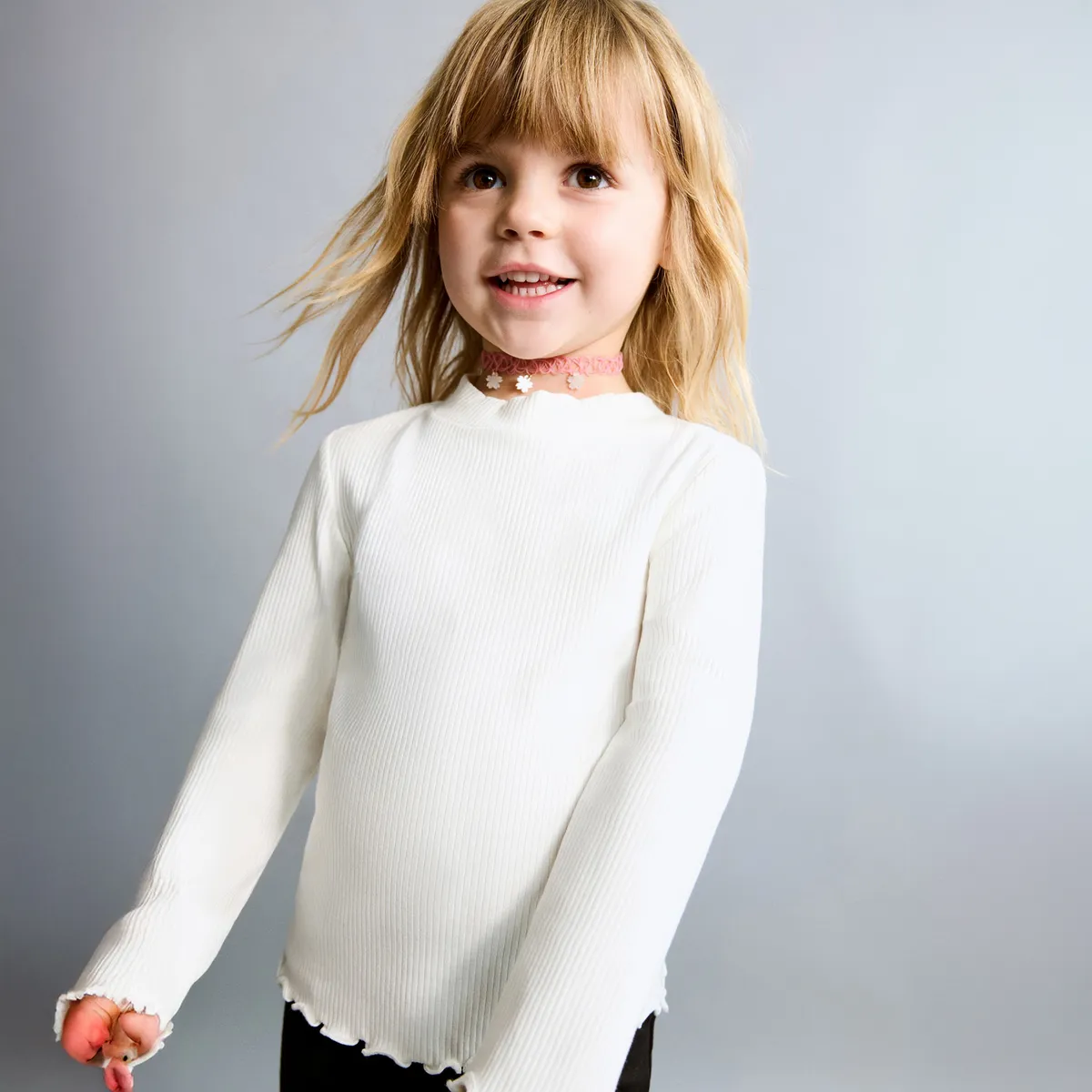 MANGO KIDS - Polera Canalé Cuello Alto Niño Mango Kids