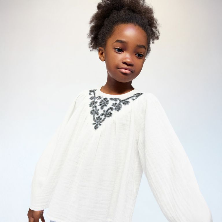 Blusa Bordado Abalorios Bebé Niña