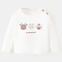 MANGO KIDS - Polera Algodón Estampada Unisex Bebé