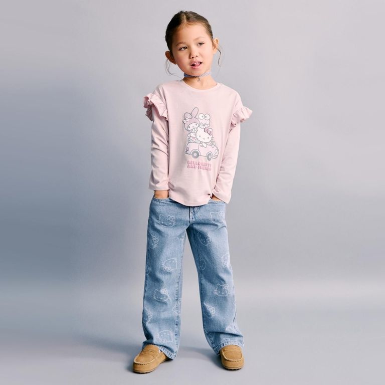 Polera Volantes Hello Kitty Bebé Niña