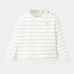 MANGO KIDS - Polera Rayas Detalle Parche Bebé Unisex