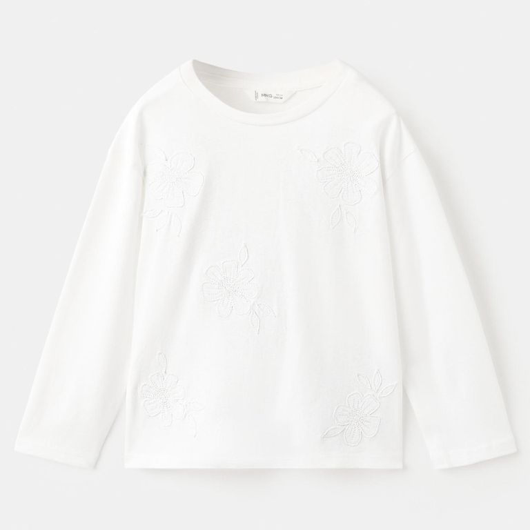 Polera Algodón Bordado Floral Bebé Niña