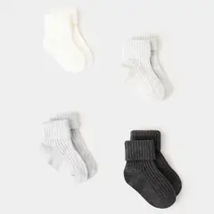 MANGO KIDS - Pack 4 Calcetines Canalé Unisex Bebé