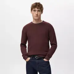 MANGO MAN - Sweater Algodón Punto Fino Canalé Hombre