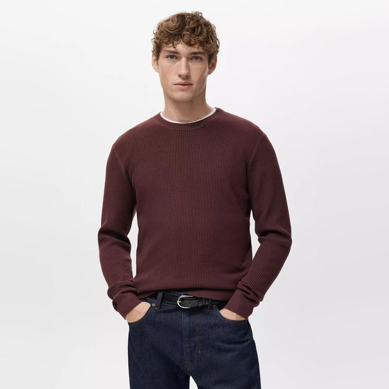 Sweater Algodón Punto Fino Canalé Hombre