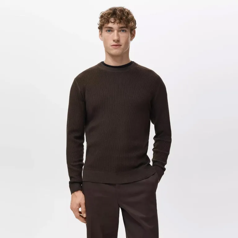 Sweater Algodón Punto Fino Canalé Hombre