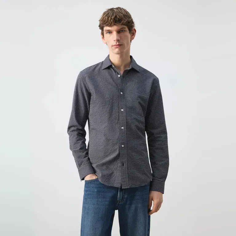 Camisa Regular Fit Algodón Cuadros Hombre