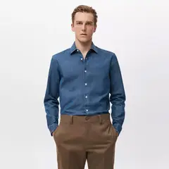 MANGO MAN - Camisa Vaquera 100% Algodón Hombre
