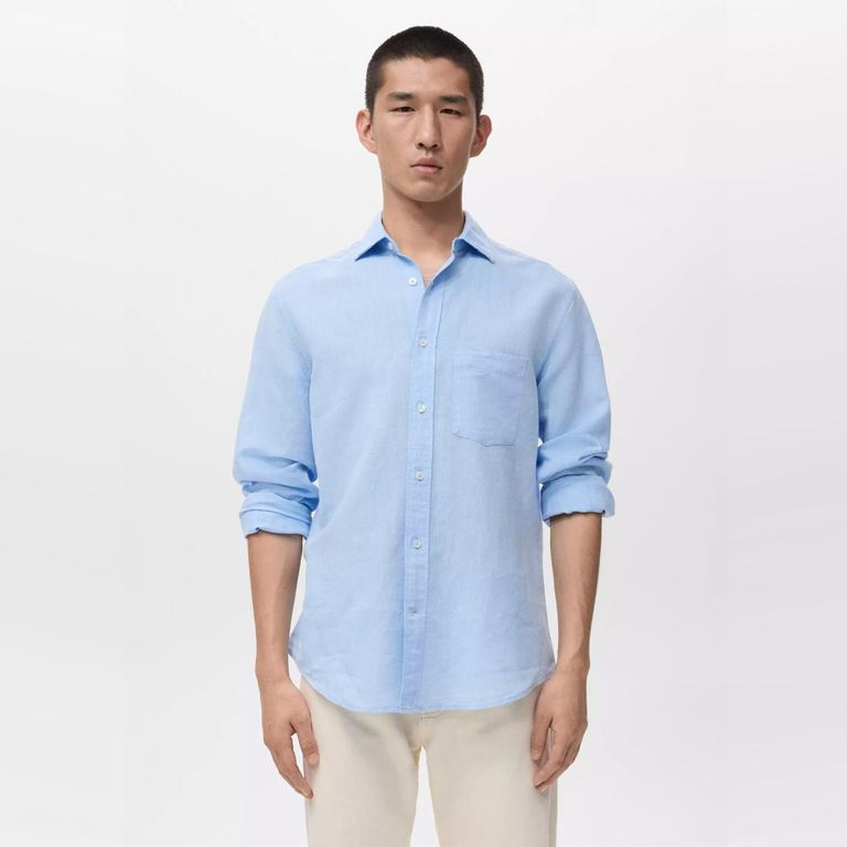 Camisa Lino Bolsillo Hombre