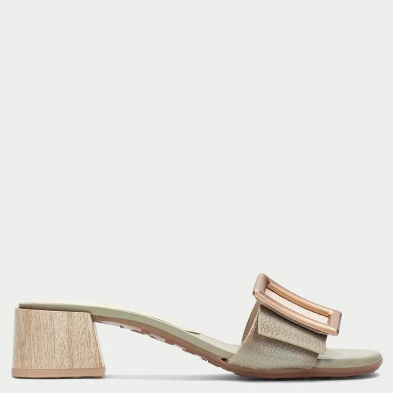Sandalia Mujer Cuero Beige