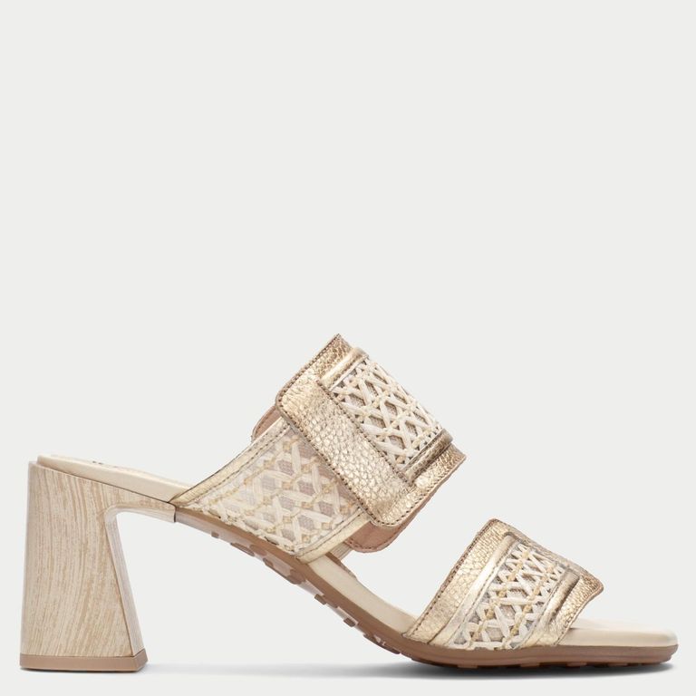 Sandalia Mujer Cuero Dorado