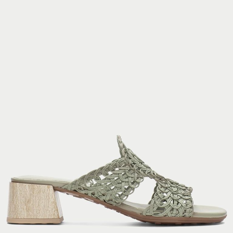 Sandalia Mujer Cuero Verde