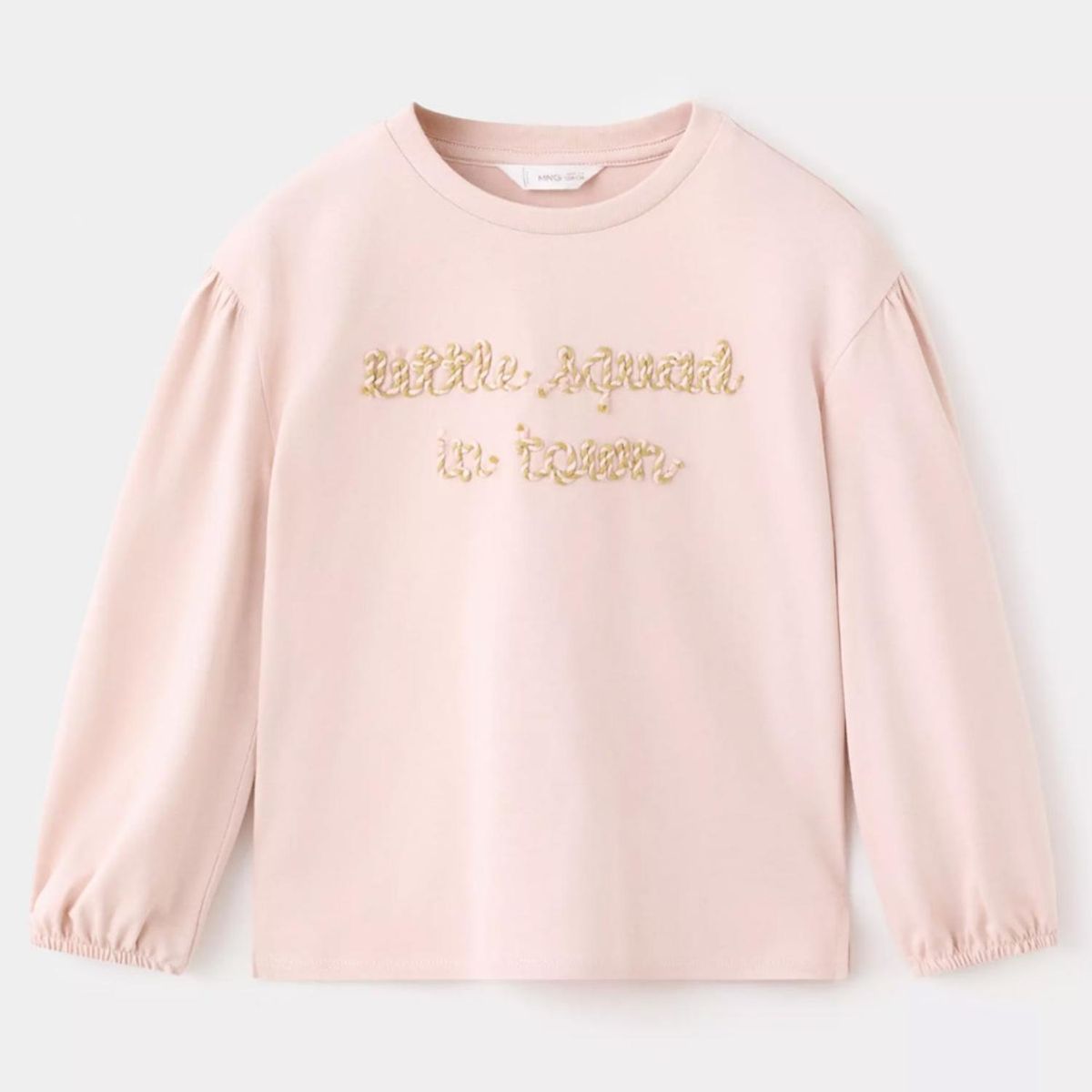 MANGO KIDS - Polera Algodón Texto Bordado Bebé Niña Mango Kids