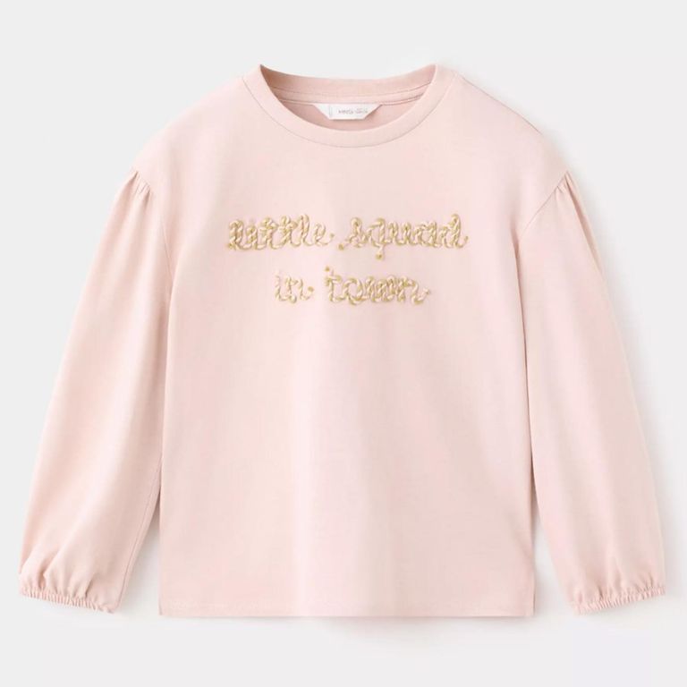 Polera Algodón Texto Bordado Bebé Niña