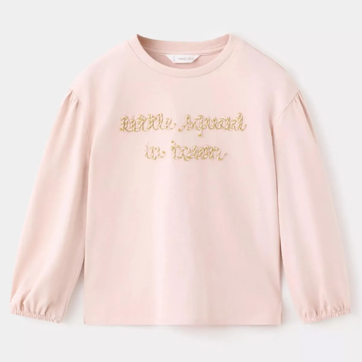 MANGO KIDS - Polera Algodón Texto Bordado Bebé Niña Mango Kids