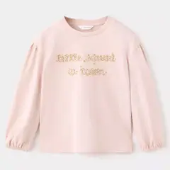 MANGO KIDS - Polera Algodón Texto Bordado Bebé Niña