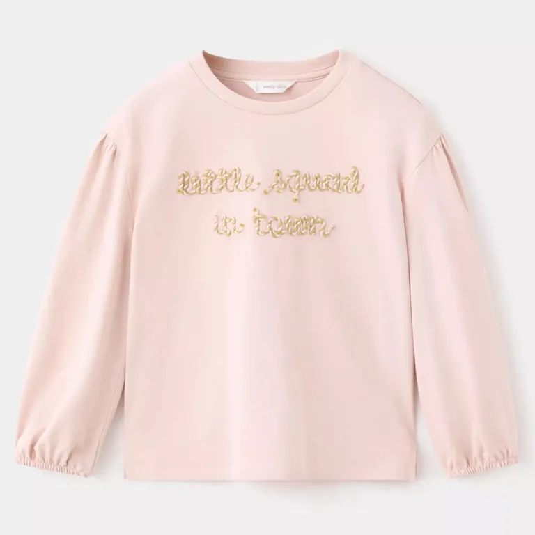Polera Algodón Texto Bordado Bebé Niña