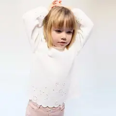 MANGO KIDS - Blusa Algodón Detalles Calados Bebé Niña