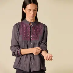 NICOLI - Blusa Bordados 100% Algodón Mujer