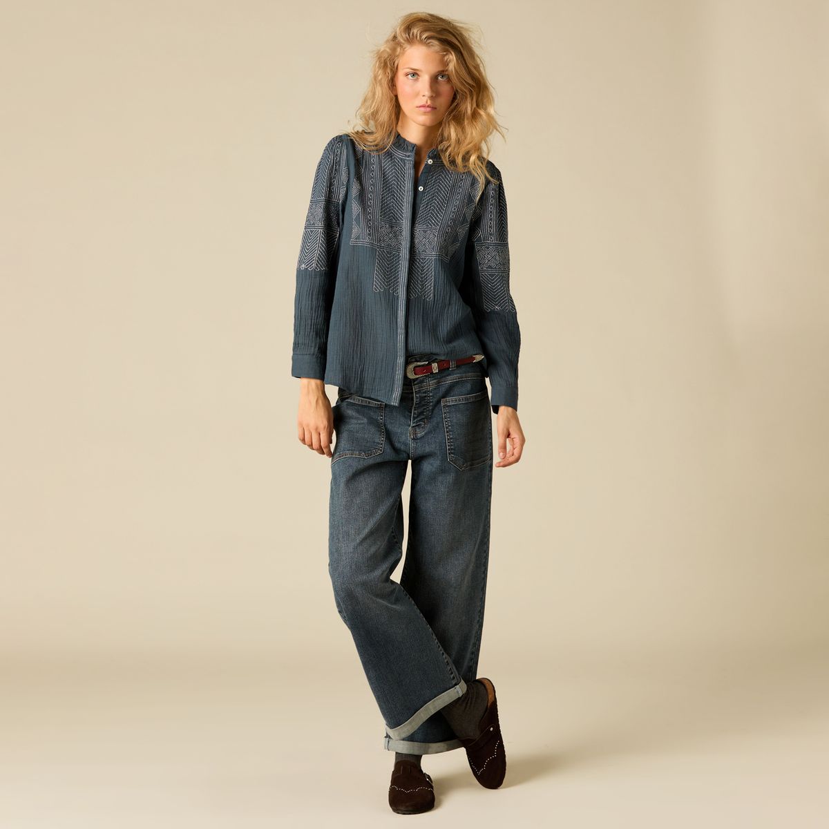 NICOLI - Blusa Bordados 100% Algodón Mujer Nicoli
