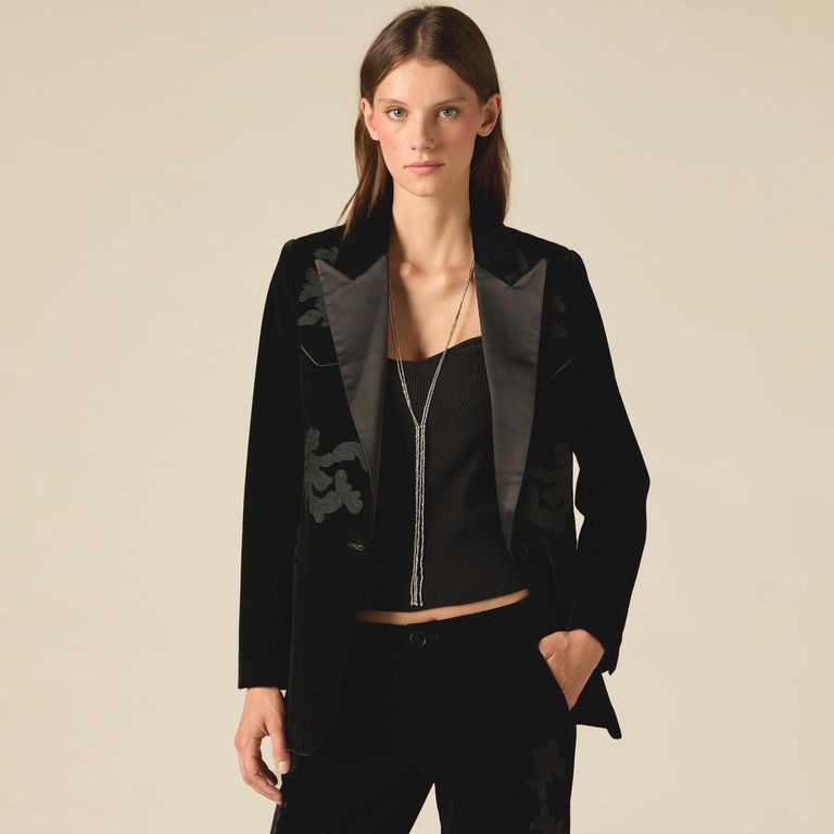 NICOLI Blazer Bordado Terciopelo Mujer