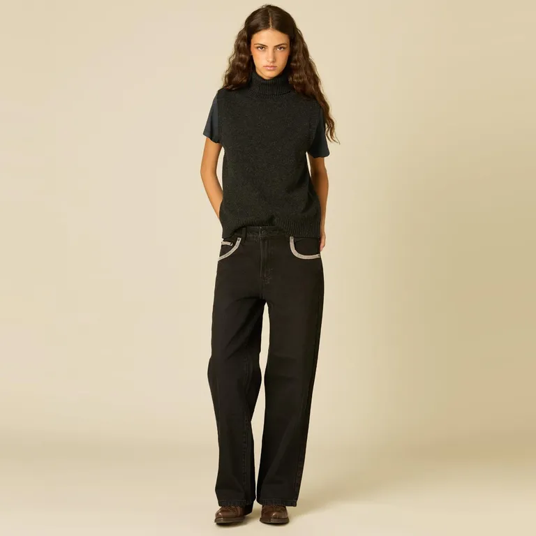 NICOLI Pantalón 100% Algodón Mujer