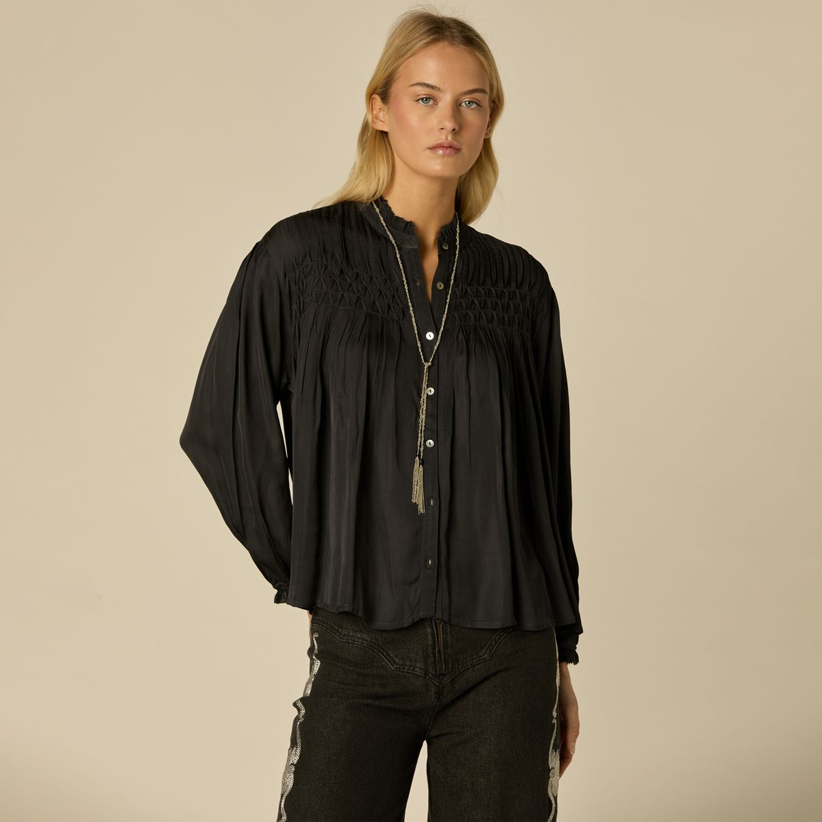 NICOLI - Blusa Sedilla Jaretas Mujer Nicoli