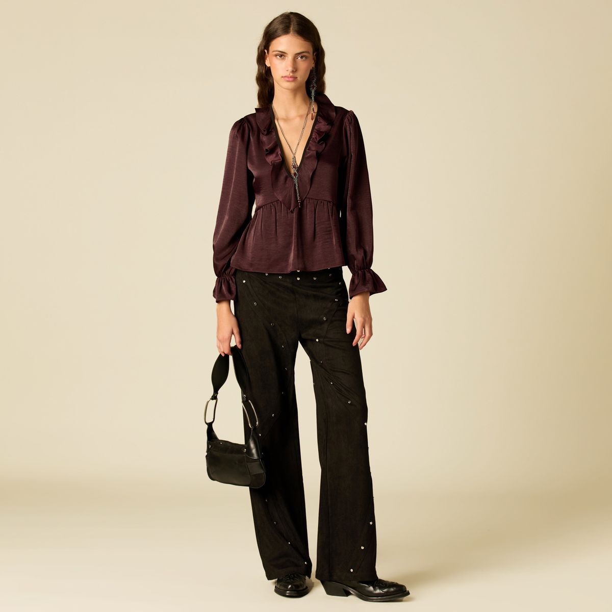 NICOLI - Blusa Volantes Mujer Nicoli