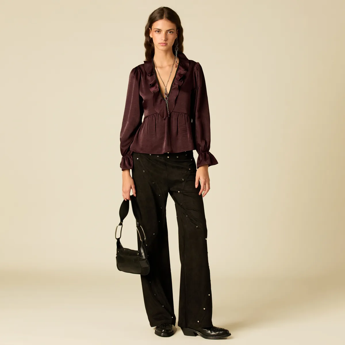 NICOLI - Blusa Volantes Mujer Nicoli
